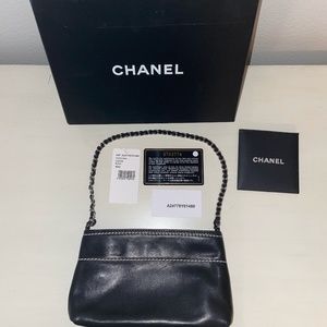 Chanel Mini Sac Pochette Black with Silver Chain Strap